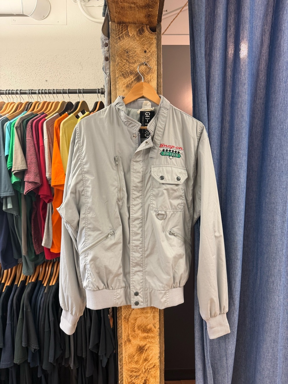 Vintage pit crew grey jacket